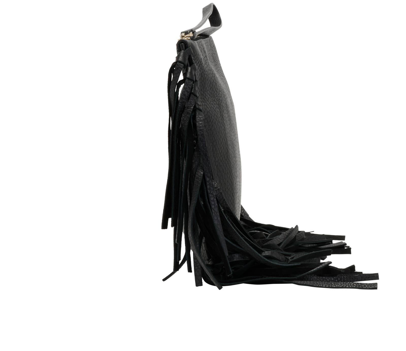 Oversized Tassel Zip Clutch, &pound;310, Handbags, Black, Leather, Side view